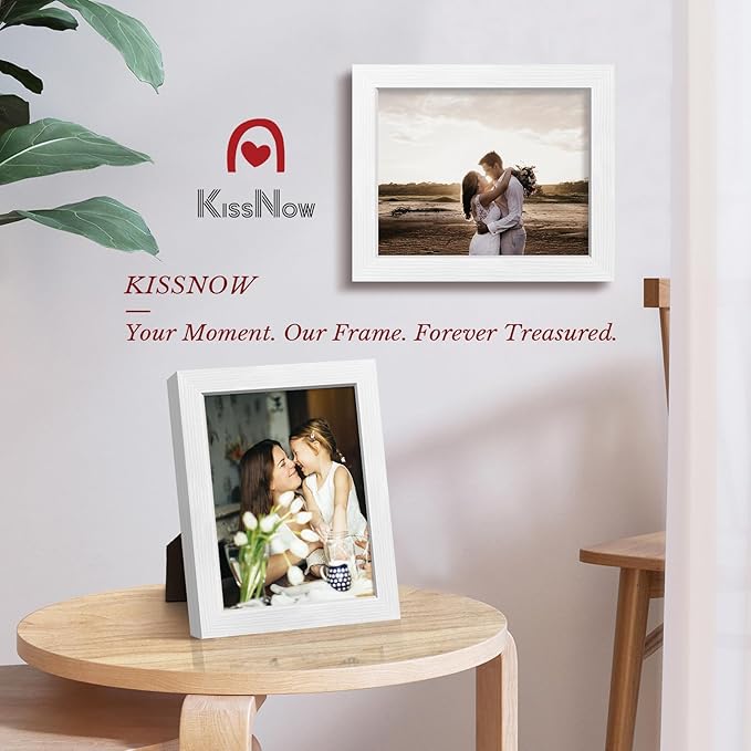 8x10 Picture Frame 4 Pack, White Solid Wood Gallery Photo Frame, Wall Hanging or Tabletop Display