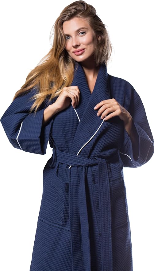 Turquaz Lightweight Full-Length Robes For Women Waffle Kimono Bathrobe - Soft, Fast-Drying, Long-Lasting Cotton Blend Unisex