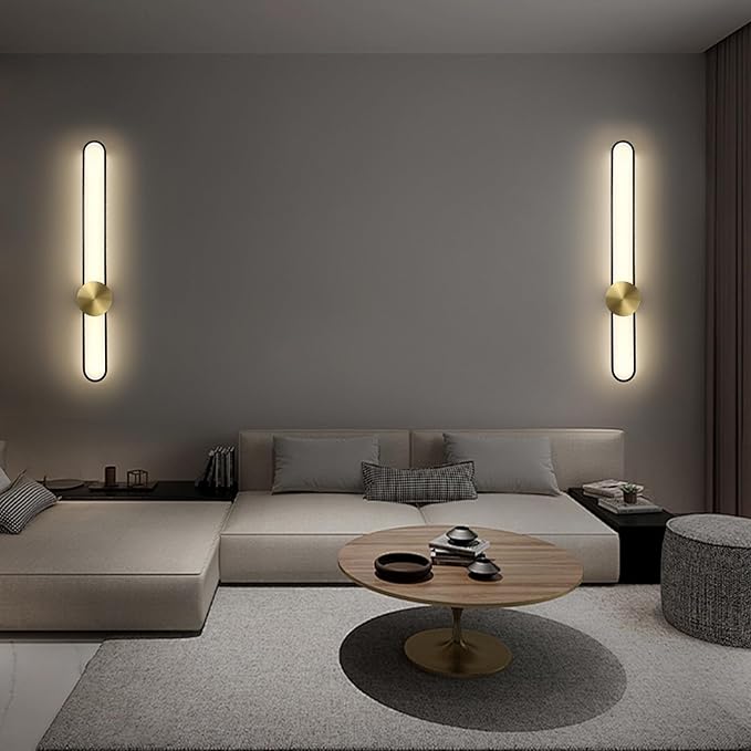 JAYMP Modern Wall Sconce 4000K Dimmable LED Wall Light Fixture, Hardwired Wall Lamp for Living Room, Dining Room, Bedroom, Hallway, Lobby, Entryway, 1 Pack (Brushed Gold, H110cm/43.3inch)