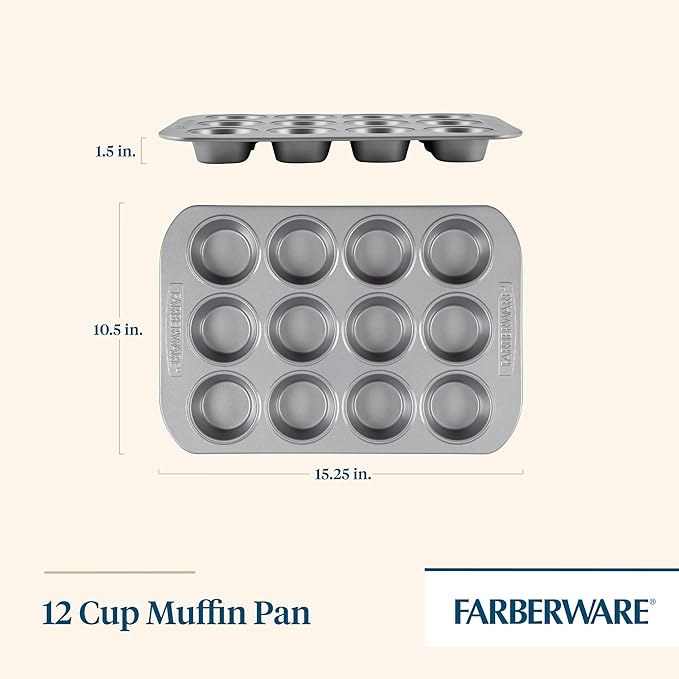 Farberware 12-c. Nonstick Nonstick Bakeware Muffin Pan, Gray
