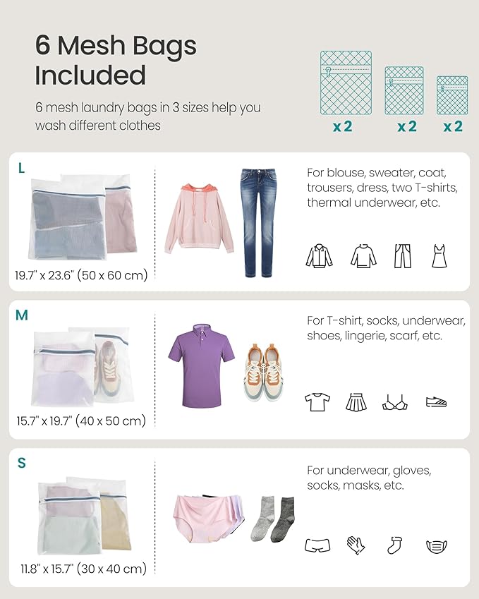 SONGMICS Laundry Hamper with Lid, 200 L Clothes Hamper with 2 Removable Liner Bags, 6 Mesh Bags, Wicker Laundry Basket, Double Laundry Hamper for Bathroom, 15.7 x 33.9 x 24 Inches, Natural ULCB452Y01