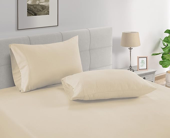 LANE LINEN Pillow Case Covers King Set of 2 100% Egyptian Cotton Sateen Soft Cool & Smooth 1000 Thread Count Cases - Ivory