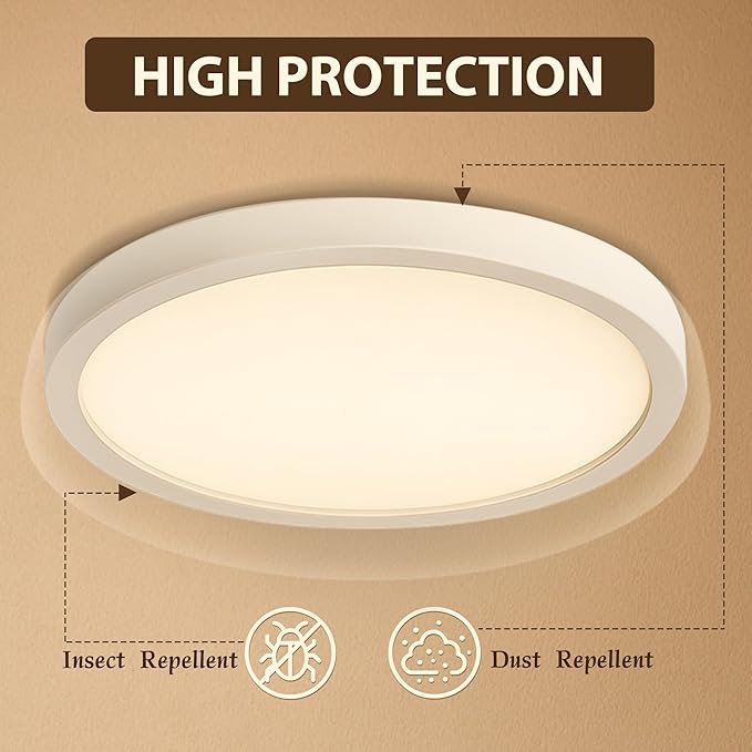 7 Inch Flush Mount Ceiling Light Fixture, 5CCT Adjustable LED Ceiling Light, Flicker-Free, Bedroom Ceiling Light, Dimmable Close to Ceiling Light – Ultra Thin, CRI90 – 1 Pack
