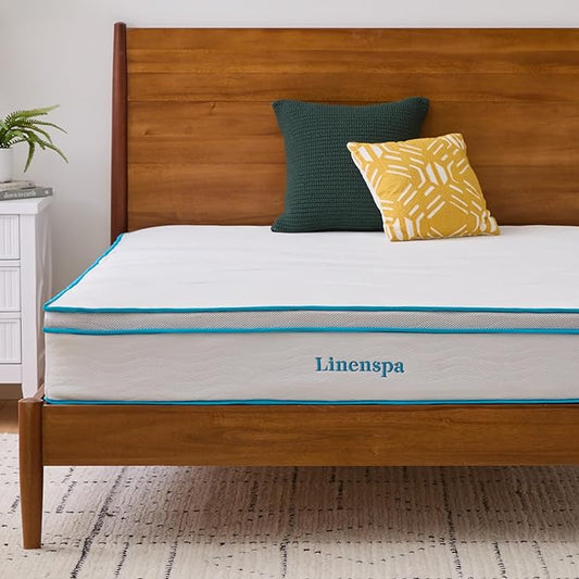 Linenspa 10 Inch Memory Foam and Spring Hybrid Mattress - Medium Feel - Bed in a Box - Quality Comfort and Adaptive Support - Breathable - Cooling - Perfect for a Guest Bedroom - King Size