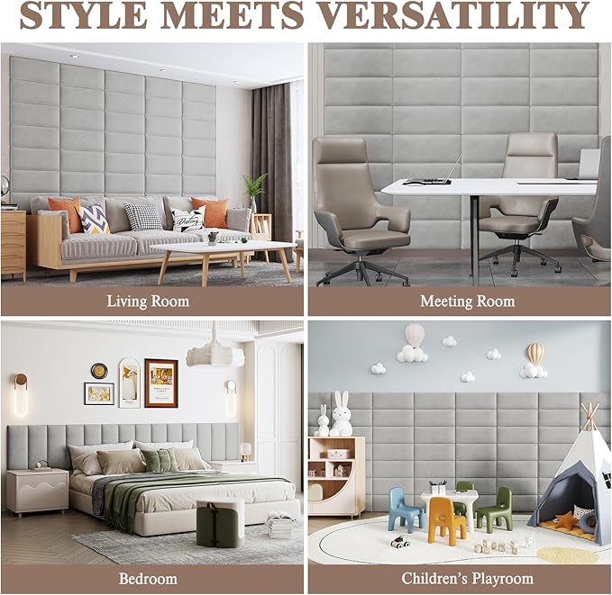 Upholstered Headboard for Full Twin Size Bed, Wall Mounted & Peel and Stick Headboard, Soundproof DIY Wall Panels, Leather Head Board in Modern Design for Bedroom (6 Panels, Each 23.62"x9.84"