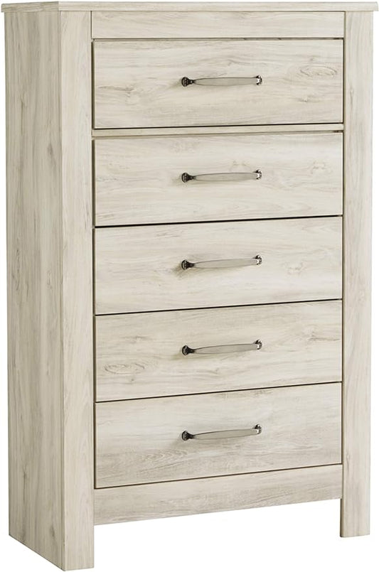 Signature Design by Ashley Bellaby Vintage Farmhouse 5 Drawer Chest of Drawers, Whitewash