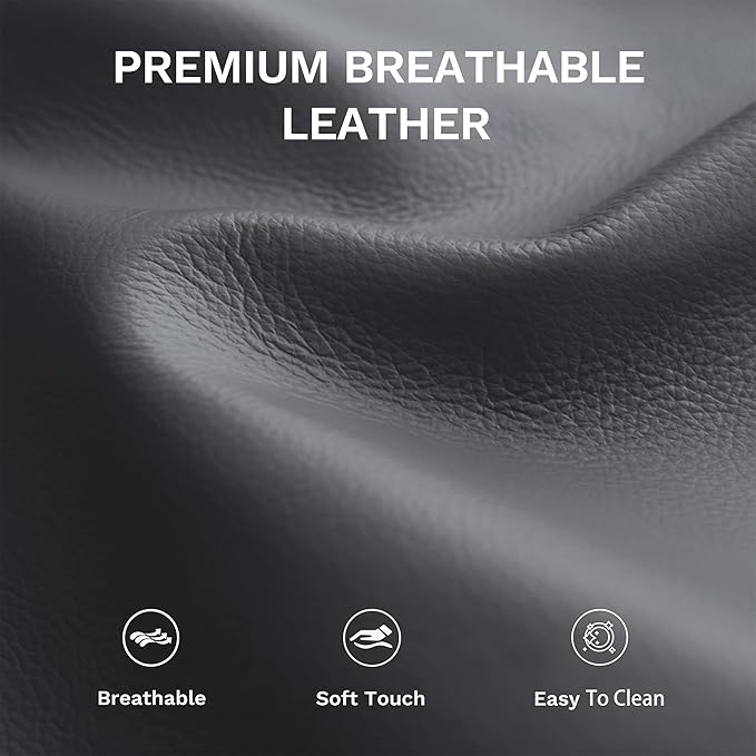 COLAMY Pushback Electric Recliner Chair Set of 2, Premium Leather Upholstery with Adjustable Angles, Extra Lumbar Pillow, Built-in Charging Port, Business-Casual Style for Living Room,Grey