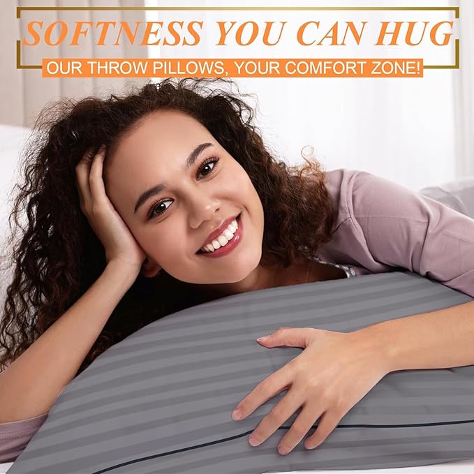 Pillows Insert 20x20 Set of 2 Soft and Supportive Decorative Throw Pillow for Couch and Bed,Indoor Square Pillow Stuffing for Living Room with Premium Original Down Alternative Filling,Grey