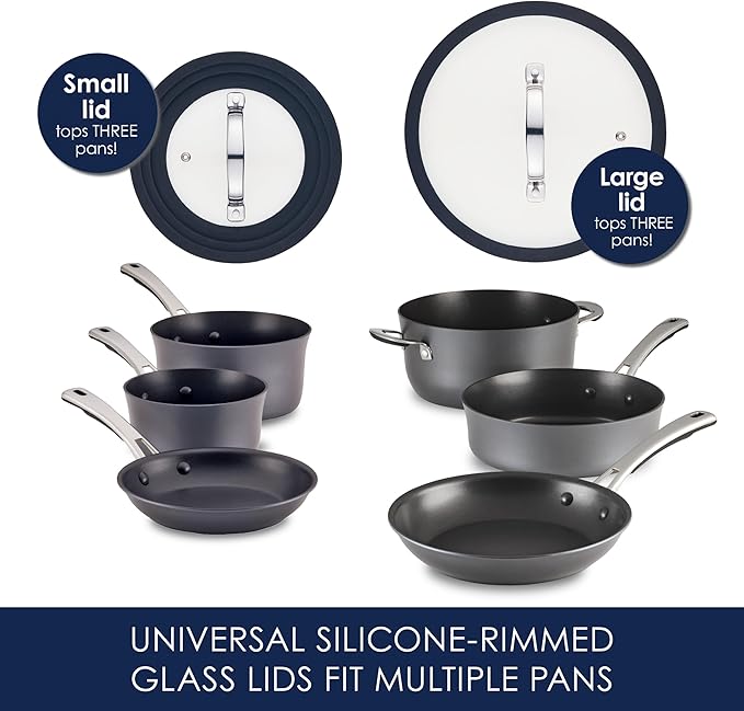 Rachael Ray Cook + Create Hard Anodized Nonstick Cookware/Pots and Pan Set, 10 Piece - Black