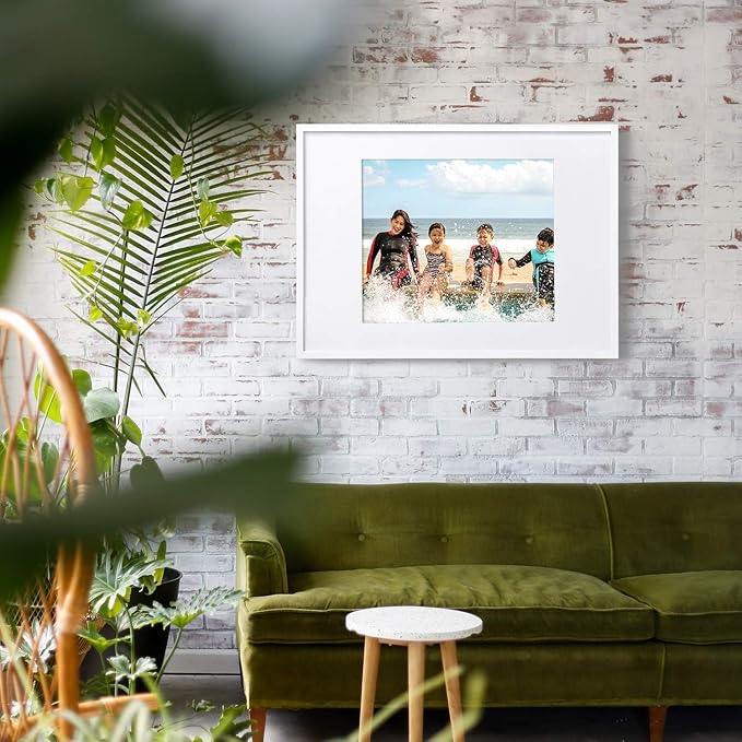 Egofine 24x36 Solid Wood Picture Frame, Made of Solid Wood Covered by Plexiglass 18x24 with Mat 24x36 without Mat, Poster Frame for Wall Mounting Photo Frame Vertically or Horizontally, White