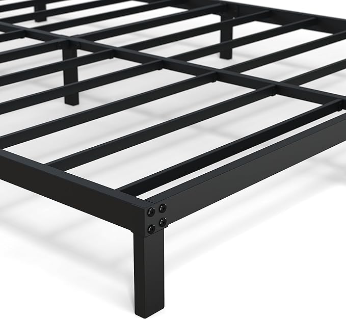 8 Inch Bed Frame Queen Size No Box Spring Needed, Heavy Duty Queen Platform Metal Bed Frame Support Up to 3000 lbs, Easy Assembly, Noise Free, Black