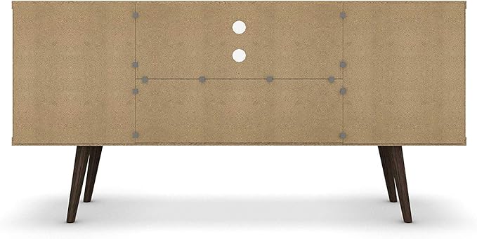 Manhattan Comfort Liberty Mid Century Modern TV Stand for Televisions up to 50 Inches, Bedroom and Living Room Entertainment Center with Storage, Shelves, and Cabinet, 53" Wide, Rustic Brown/Aqua