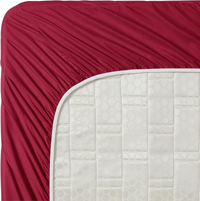 Clara Clark Bed Sheets, Premier 1800 Series 4 Piece Bed Sheet Set, Deep Pocket, Wrinkle, Fade, Stain Resistant, Luxury Soft Bedding Sheets & Pillowcases, California King, Burgundy Red