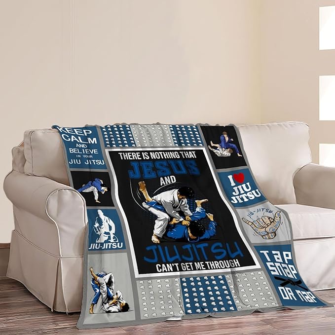Jujitsu Gifts Blanket Jujitsu Throw Blankets Cozy Fleece Flannel Blanket Soft Warm Plush Lightweight Blanket Jiu Jitsu Gifts for Men Boys for Couch Sofa Bed 60"X80"
