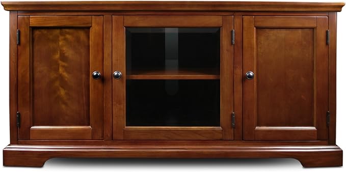 Leick Home 87350 Three Door TV Stand with Cabinet Storage for 55" TV's, Westwood Brown Cherry