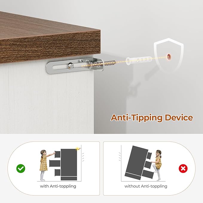 DICTAC 10 Drawers Dresser for Bedroom,55" Wide Farmhouse Dresser with Natural Texture and Vintage Metal Handles, Rustic Wood Chest of Drawers for Bedroom, Living Room, Hallway,White