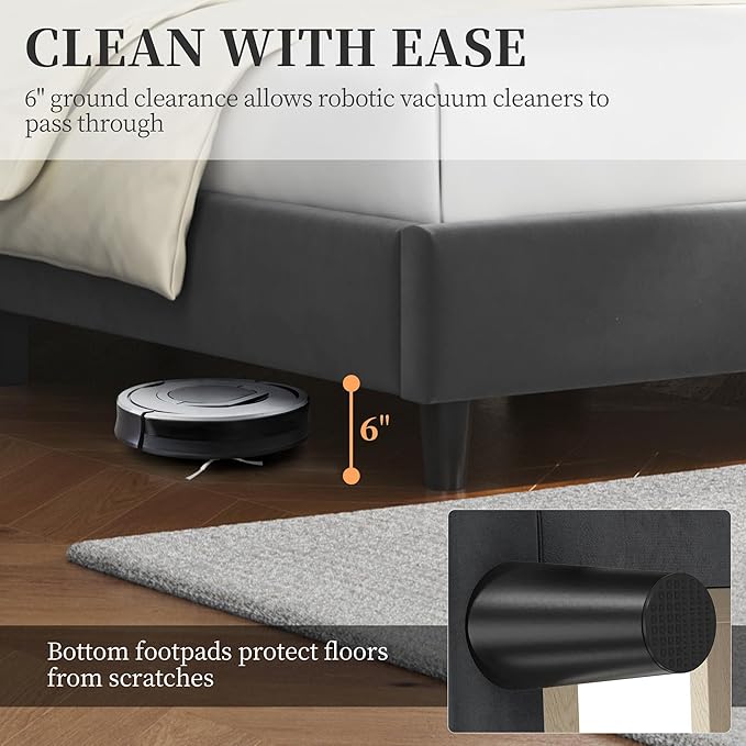 Yaheetech Full Bed Frame Upholstered Platform Bed with Wing Side Tufted Headboard/Sturdy Wooden Slat Support/No Box Spring Needed/Mattress Foundation,Dark Gray Full Bed