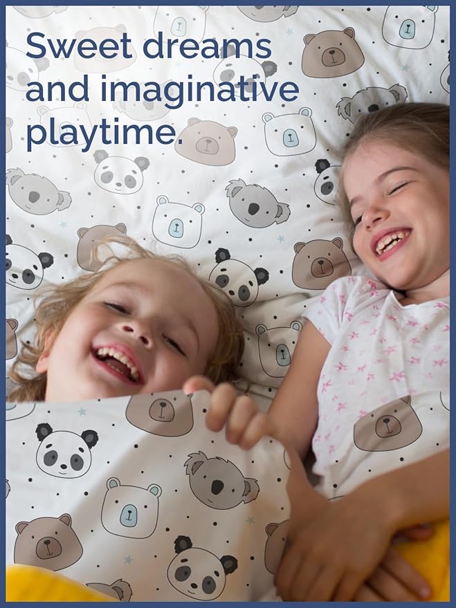 Kids Bears Twin 3 Piece Sheet Set - Boys, Girls, Teens, Toddler - Easy Fit, Deep Pockets - Breathable, Hotel Quality Bedding Sheets - Machine Washable - Wrinkle Free - Cute, Cozy & Soft - CGK Linens