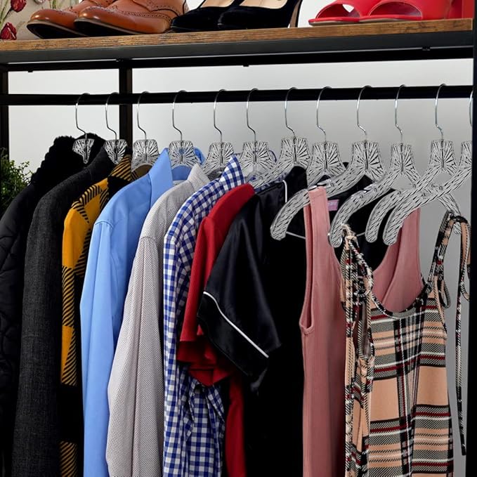 Clothes Hangers Plastic Set of 12 Pack Heavy Duty Hangers Dresses, T-Shirts Shirt Dress Blouse Hangers for Closet Organization Crystal Hanger Women and Men Coat Hanger