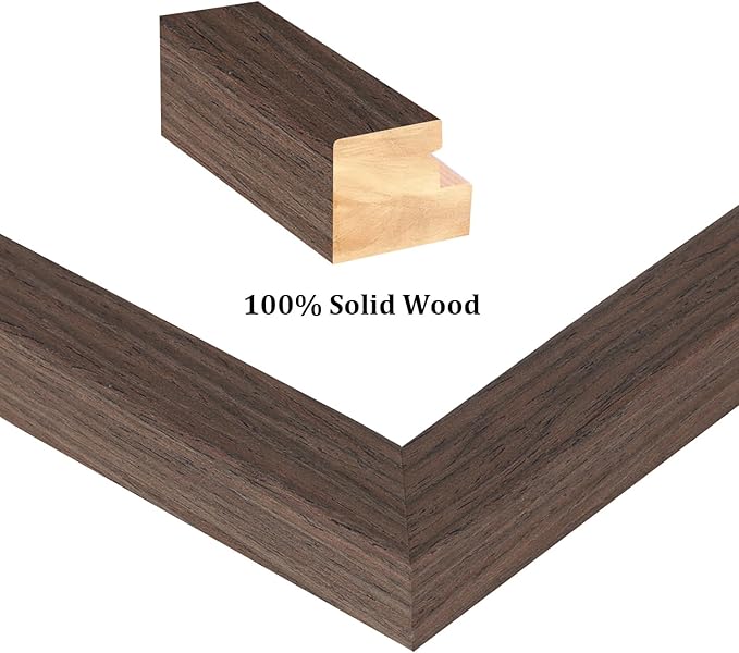 Egofine A4 Picture Frame Made of Solid Wood with Plexiglass, Display Pictures 4x6/6x8 with Mat or A4 Without Mat for Tabletop and Wall Mounting, Rustic Brown