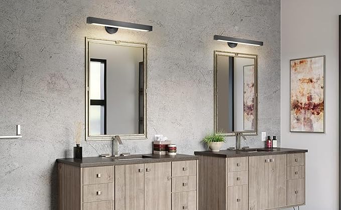 Black Picture Light, 24inch Hardwired Picture Lights for Wall,270°Rotatable LED Linear Picture Art Lights,Dimmable Picture Frame Light Bathroom Lighting Sconces for Living Room, Hallway,Kitchen