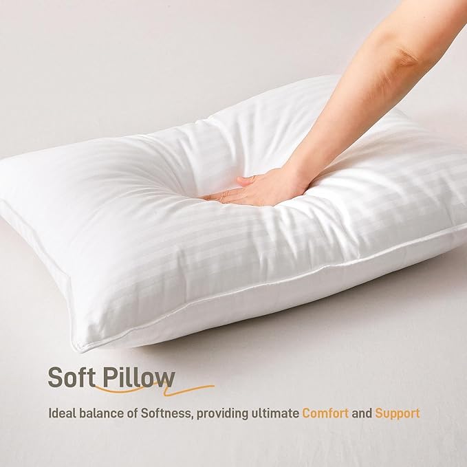 Hypoallergenic Cotton Cover with Down Alternative Pillow, King Size, Luxury Hotel Quality, Ideal for Side, Back and Stomach Sleepers, Oeko-TEX Certified