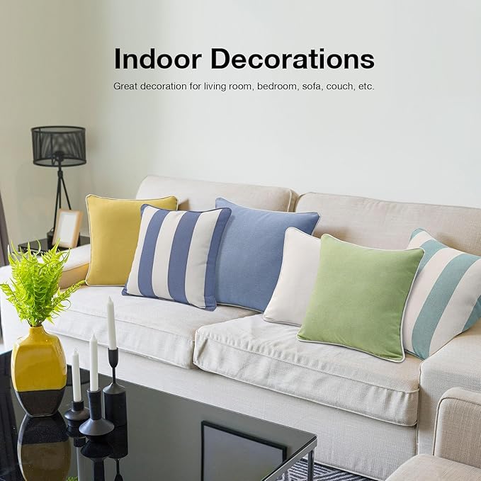 Decorative Outdoor Water Repellent Throw Pillows with Inserts, Set of 4, 18" x18" Pillows for Patio, Backyard, Bed, Couch, and Patio Furniture, Linen