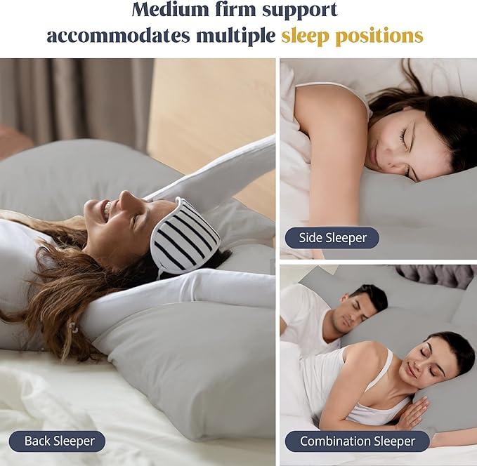 puredown Goose Feathers Down Pillows - Queen Size Bed Sleeping Hotel Collection Pillows Set of 2 with 100% Cotton Cover, Grey