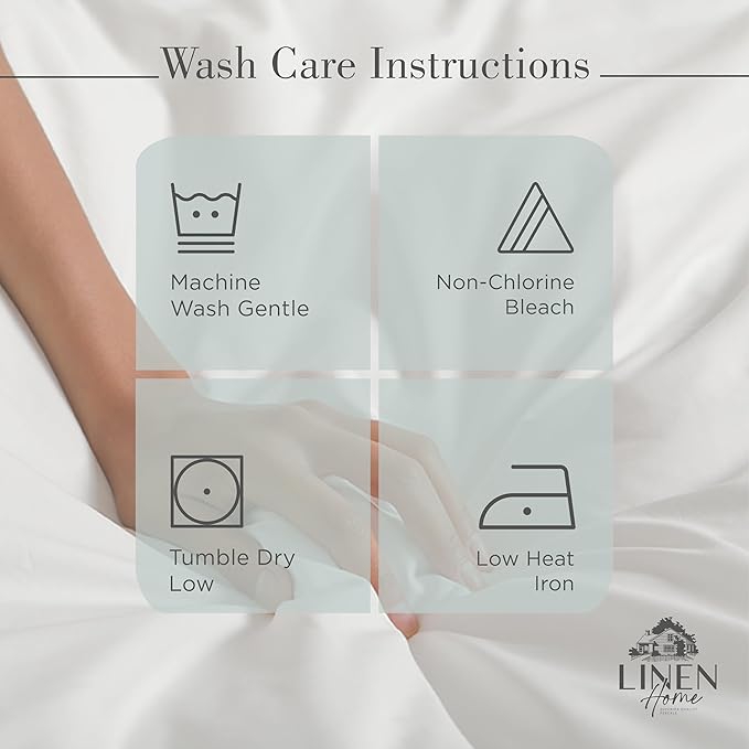 Linen Home 100% Cotton Percale Sheets Queen Size, Pastel Turk, Deep Pocket, 4 Pieces Set - 1 Flat, 1 Deep Pocket Fitted Sheet and 2 Pillowcases, Crisp Cool and Strong Bed Linen