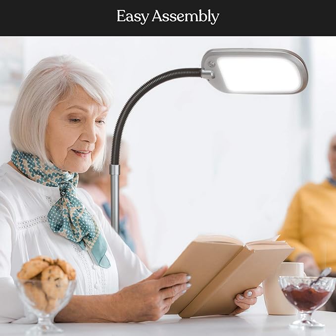 Brightech Litespan Slim LED Floor Reading Lamp with Adjustable Gooseneck for Living Rooms & Offices, Dimmable Standing Lamp for Bedroom - Silver