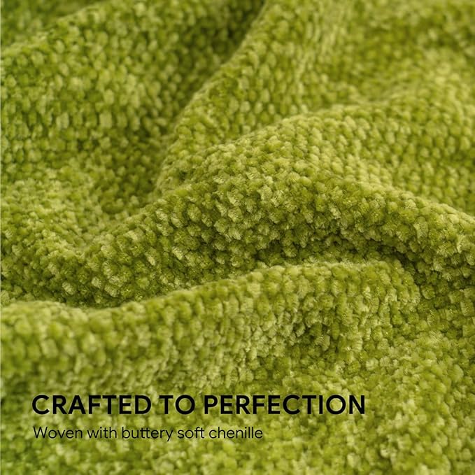 RECYCO Throw Blanket Soft Cozy Chenille Throw Blanket with Fringe Tassel for Couch Sofa Chair Bed Living Room Gift (Green, 60" x 80")