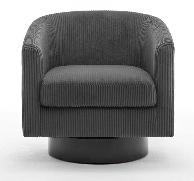 UIXE Swivel Accent Chair, Upholstered Corduroy Barrel Chair for Living Room, Small Single Sofa Bedroom Reading Seat, Set of 4, Gray