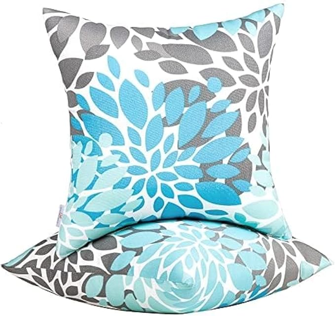 Outdoor Throw Pillows - Decorative Pillows with Insert Included Set of 2 Outdoor Pillows for Patio Furniture 18x18 Inch
