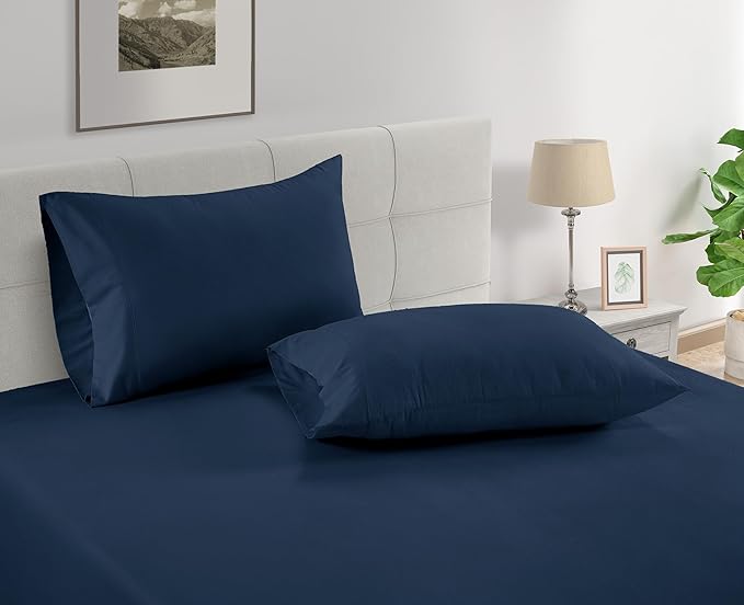 LANE LINEN Pillow Case Covers King, Set of 2, 100% Egyptian Cotton Sateen, Soft Cool & Smooth 1000 Thread Count Pillow Cases - Estate Blue