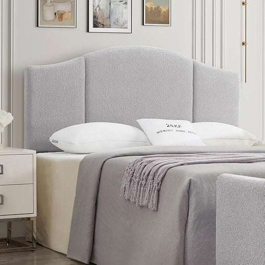 24KF Middle Century Upholstered Foldable Queen Headboard, Modern Boucle Teddy Fabric