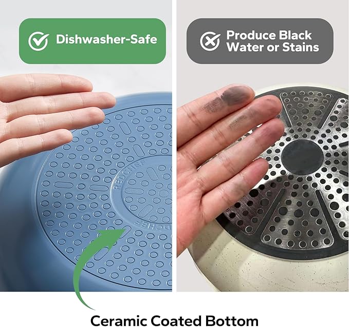 Redchef Nonstick Frying Pan Skillet, Ceramic Non-Stick Saute Pans, 11 inch Cooking Fry Pan with Stay Cool Handle, All Stovetops (Gas, Electric & Induction), Dishwasher/Oven Safe, PFAS-Free (Blue)