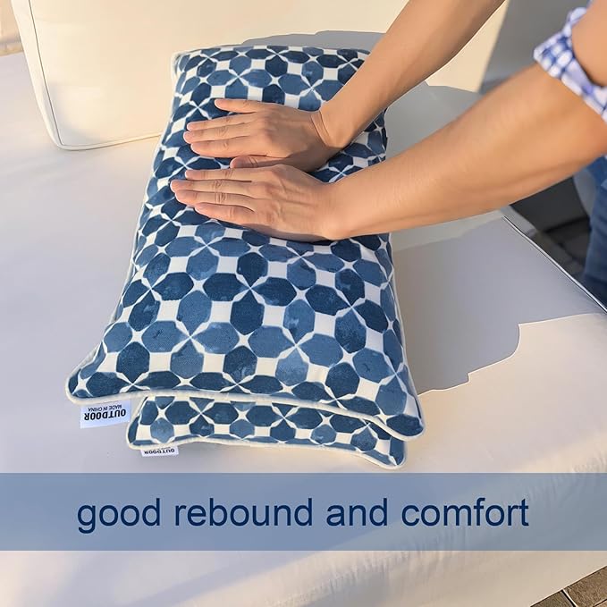 Pack of 2 Patio Lumbar Pillows, 12"x20" Fade Resistant Outdoor Waterproof Lumbar Pillow with Inners, Decorative Garden Lumbar Cushions for Home Patio Terrace Sofa Use