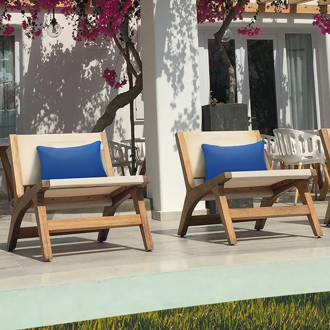 JMGBird Outdoor Pillows Waterproof Set of 2 Outdoor Throw Pillows with Insert Included 12×20 Inch Outdoor Lumbar Pillows for Patio Furniture