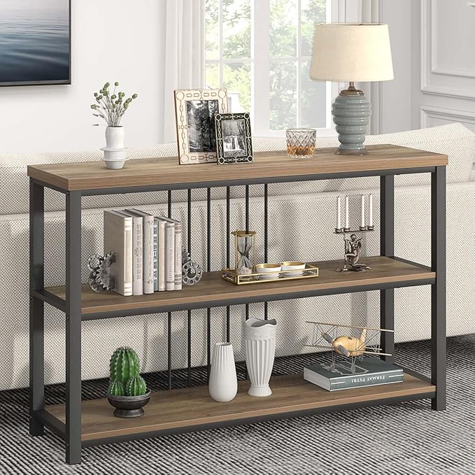 FOLUBAN Sofa Console Table, Modern Entryway/Hallway Table for Living Room, Oak