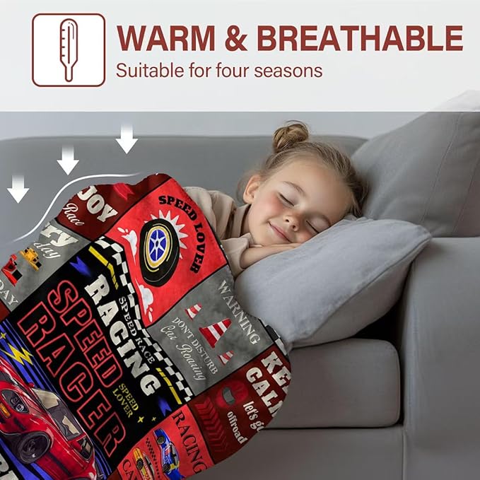 Racing Cars Blanket Gifts for Fathers Day, Birthday Gifts for Men Boys Racer, Racer Blanket for Sofa Couch Room, Car Guy Gift for Car Lovers, 50"*60"