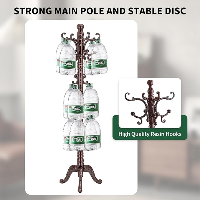 Wooden Coat Rack Stand, Vintage Wood Coat Rack Freestanding with Sturdy Triangle Base, Classic Coat Racks with 14 Hooks, Natural Birch Wood Coat Tree Hanger Stand for Entryway,Office