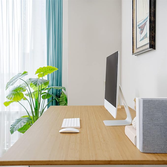 FLEXISPOT E6 Pro Oval Leg Dual Motor 3 Stages Bamboo Electric Standing Desk 60x30 Inch Whole-Piece Board Height Adjustable Electric Sit Stand Up Desk (White Frame + Bamboo Desktop)