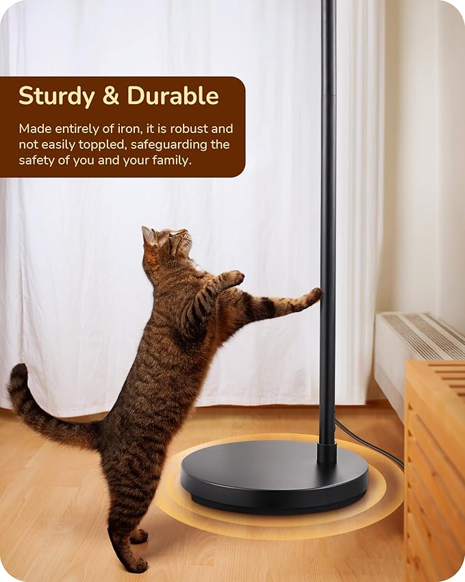 EDISHINE Modern Arc Floor Lamp, 78.3" Mid Century Reading Lamps Over Chair with Remote & Foot Switch, Rotatable Lamp Head, Metal Floor Lamp for Bedroom, Office, Living Room, Dining Room, Black