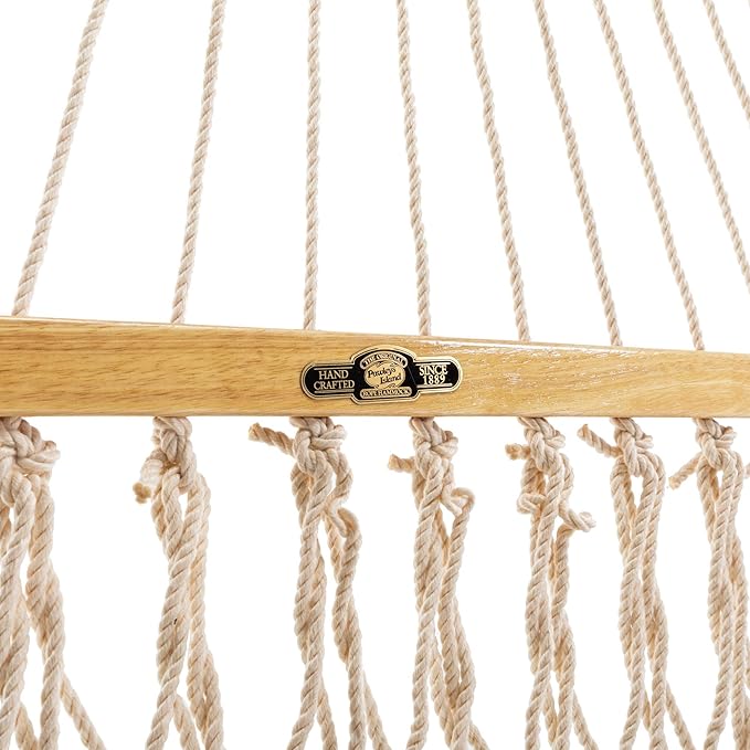 Original Pawleys Island 14DCOT Deluxe Oatmeal DURACORD Rope Hammock with Free Extension Chains & Tree Hooks, Handcrafted in The USA, Accommodates 2 People, 450 LB Weight Capacity, 13 ft. x 60 in.
