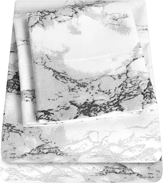 1500 Supreme Collection Extra Soft Marble Print Sheet Set- Luxury Bed Sheets Set with Deep Pocket Wrinkle Free Bedding, Twin Size