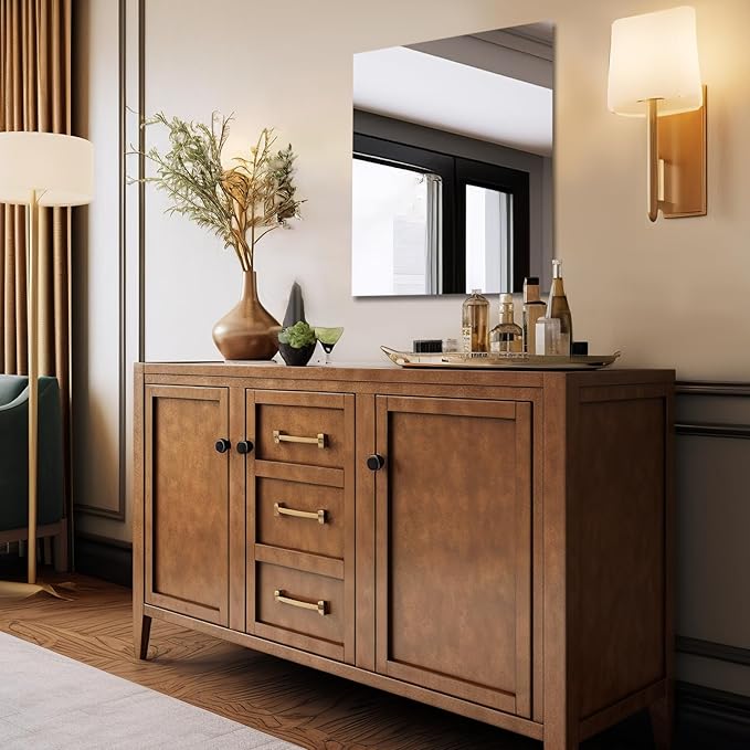 Mirrorons Bathroom Vanity Mirror 28" x 36", Frameless Mirror with Polished Edge, Hangs Horizontally or Vertically. Upgraded Shatterproof Bathroom Mirror for Wall.