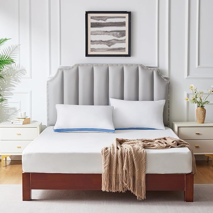 CozyLux Pillows Standard Size Set of 2, Soft Supportive 3D Down Alternative Bed Pillow for Sleeping 2 Pack Blue, Luxury Hotel Quality Gusseted Bedding Pillow for Back, Stomach or Side Sleepers 18x26