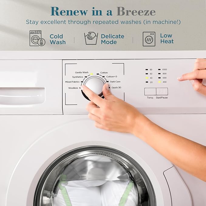 viewstar Bed Pillows Standard Size Set of 2, Hotel Cooling Down Alternative Gusseted Pillows for Side, Back, or Stomach Sleepers, Green