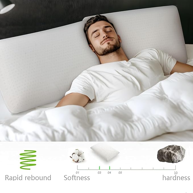 Talalay 100% Natural Premium Latex Pillow,Bed Pillow for Sleeping with Removable Cotton Cover, Helps Relieve Pressure, Breathable, Pressure Relief, Durable (King)