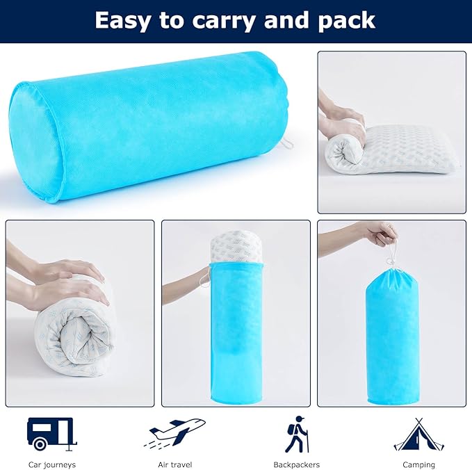 Ultra Thin Pillows 2-Pack 2.75" Cooling Memory Foam Pillows for Stomach Sleeping, Gel Infused Slim Pillow for All Sleepers,Travel Pillow Bed Pillow with Washable Cover, Standard Size Set of 2